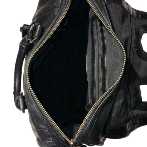 Badgley Mischka Cherise Black Leather Convertible Satchel - Picture 13 of 16